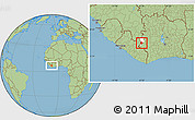 Savanna Style Location Map of Zouan-Hounien, highlighted parent region