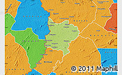 Physical Map of Zouan-Hounien, political outside