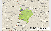Physical Map of Zouan-Hounien, shaded relief outside