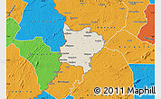 Shaded Relief Map of Zouan-Hounien, political outside
