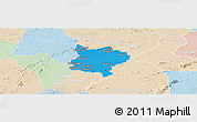 Political Panoramic Map of Zouan-Hounien, lighten