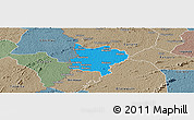 Political Panoramic Map of Zouan-Hounien, semi-desaturated