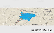 Political Panoramic Map of Zouan-Hounien, shaded relief outside