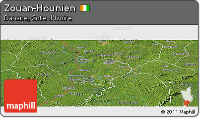 Satellite Panoramic Map of Zouan-Hounien