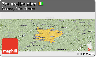 Savanna Style Panoramic Map of Zouan-Hounien