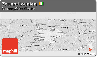 Silver Style Panoramic Map of Zouan-Hounien