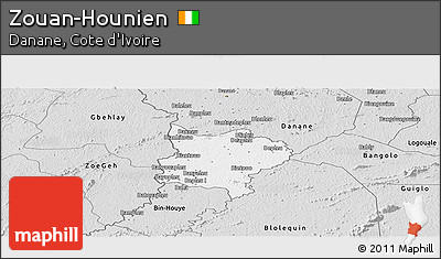 Silver Style Panoramic Map of Zouan-Hounien