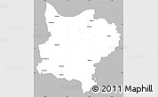 Gray Simple Map of Zouan-Hounien, single color outside