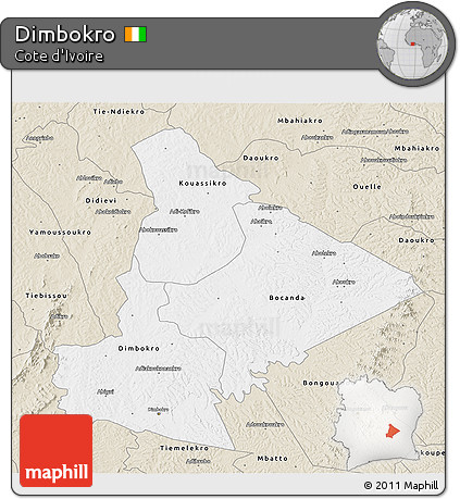 Classic Style 3D Map of Dimbokro