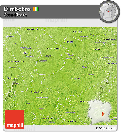 Physical 3D Map of Dimbokro