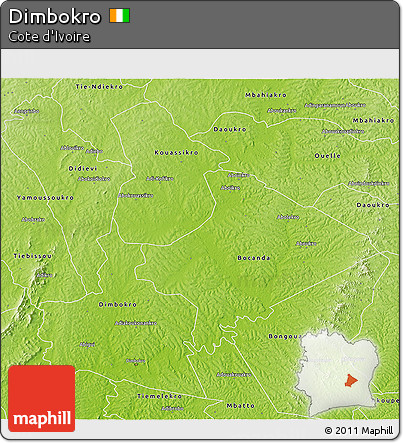 Physical 3D Map of Dimbokro