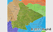 Satellite 3D Map of Dimbokro, political shades outside