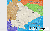 Shaded Relief 3D Map of Dimbokro, political shades outside