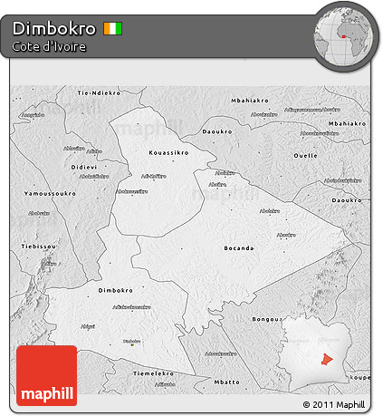 Silver Style 3D Map of Dimbokro
