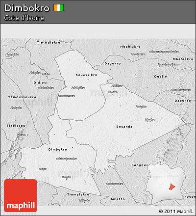 Silver Style 3D Map of Dimbokro