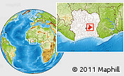 Physical Location Map of Dimbokro, highlighted country