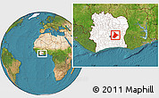 Satellite Location Map of Dimbokro, highlighted country