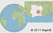 Savanna Style Location Map of Dimbokro, highlighted country