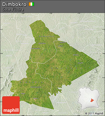 Satellite Map of Dimbokro, lighten
