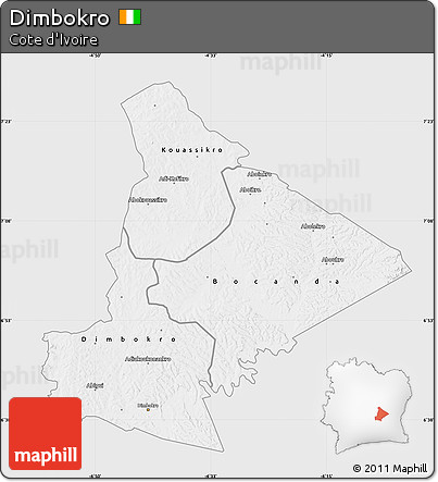 Silver Style Map of Dimbokro, single color outside
