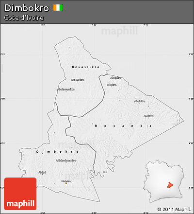 Silver Style Map of Dimbokro, single color outside