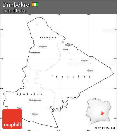 Blank Simple Map of Dimbokro, cropped outside