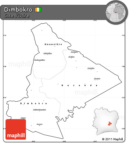 Blank Simple Map of Dimbokro, cropped outside