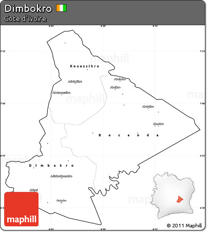 Blank Simple Map of Dimbokro, cropped outside