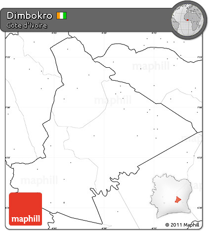 Blank Simple Map of Dimbokro, no labels