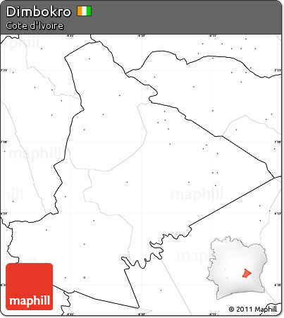Blank Simple Map of Dimbokro, no labels