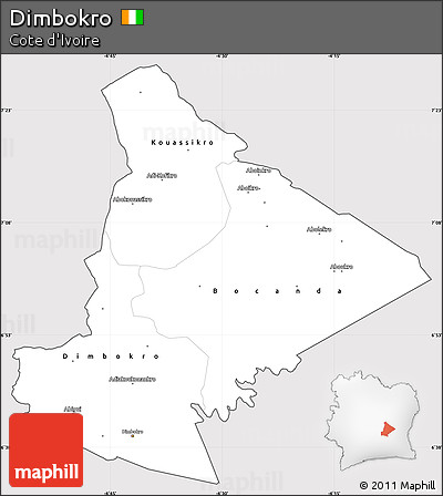 Silver Style Simple Map of Dimbokro, cropped outside