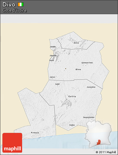 Classic Style 3D Map of Divo, single color outside