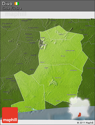 Physical 3D Map of Divo, darken
