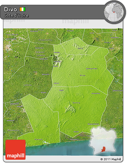 Physical 3D Map of Divo, satellite outside