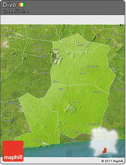 Physical 3D Map of Divo, satellite outside