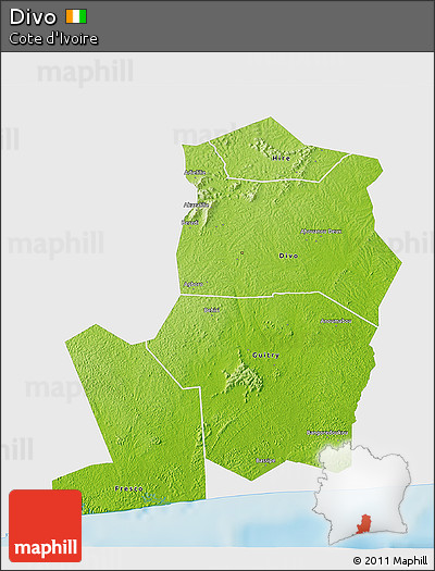 Physical 3D Map of Divo, single color outside