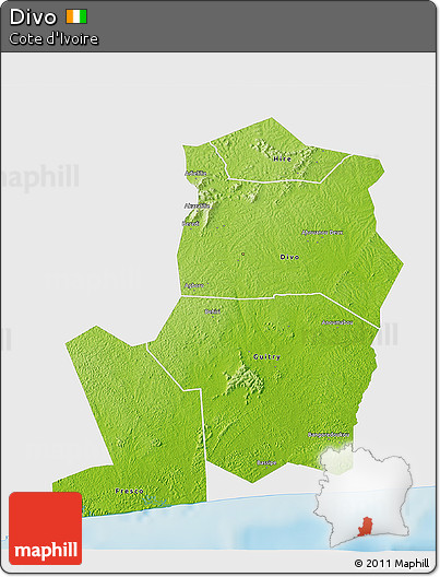 Physical 3D Map of Divo, single color outside