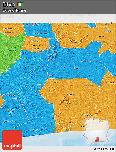 Political 3D Map of Divo