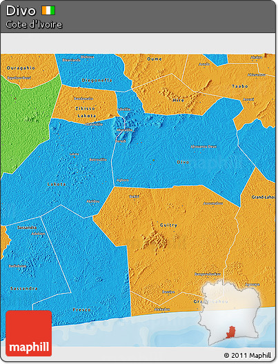 Political 3D Map of Divo