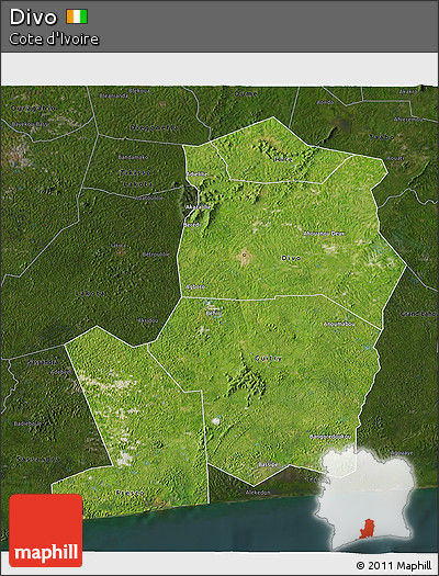 Satellite 3D Map of Divo, darken