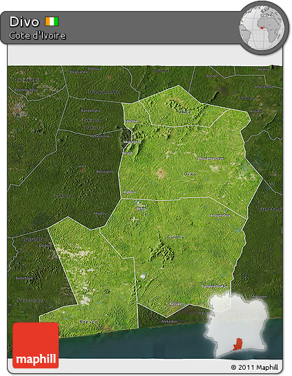 Satellite 3D Map of Divo, darken