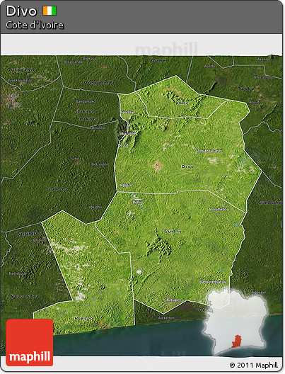 Satellite 3D Map of Divo, darken