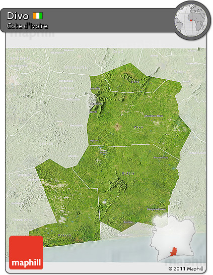 Satellite 3D Map of Divo, lighten
