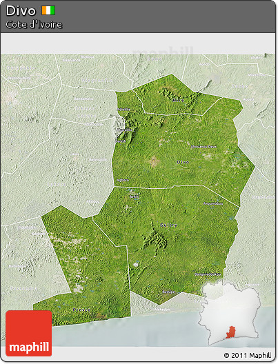 Satellite 3D Map of Divo, lighten