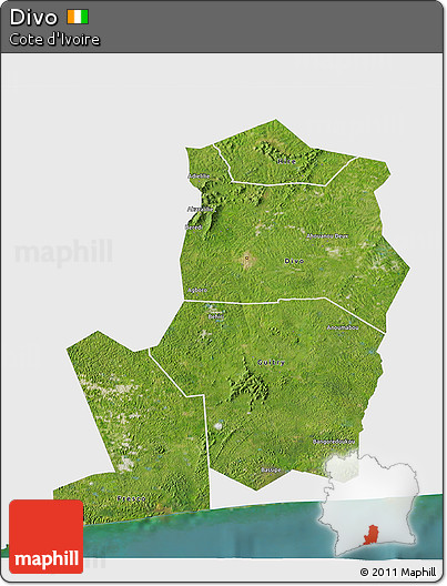 Satellite 3D Map of Divo, single color outside