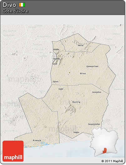 Shaded Relief 3D Map of Divo, lighten