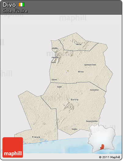 Shaded Relief 3D Map of Divo, single color outside