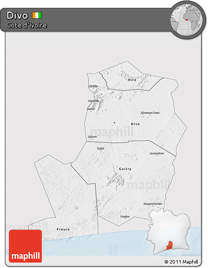 Silver Style 3D Map of Divo, single color outside