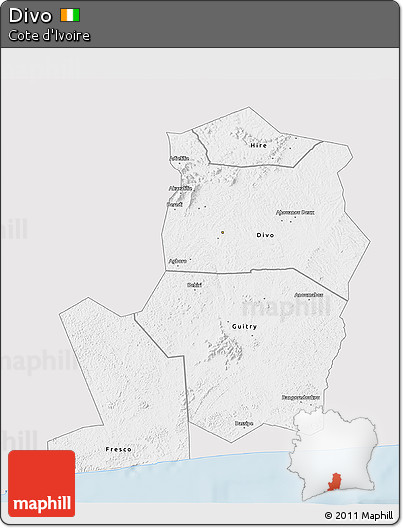 Silver Style 3D Map of Divo, single color outside