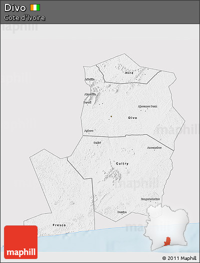 Silver Style 3D Map of Divo, single color outside